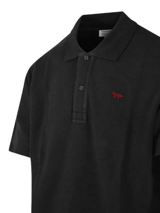 Maison Kitsun&eacute; Cotton Logo-Embroidered Polo Shirt - Black