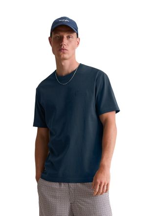 Marc O'Polo Denim T-Shirt MARC OPOLO DENIM, Herren, Gr. XXL, blau (azurite), Single Jersey, Obermaterial: 100% Baumwolle, bestickt, relaxed fit, Rundhals, Shirts T-Shir