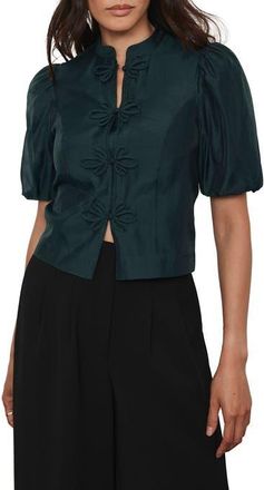 Mint Velvet Military Trim Top in Green at Nordstrom, Size 14