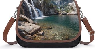 Generic Peak Mountain Lake California Crossbody Bags for Women Leather Tote Bag Travel Purse Shoulder Bag for Work Shopping