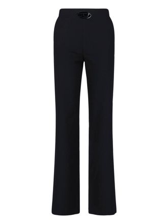 Diesel Straight-Leg Wool Blend Pants With Side Zipper And Logo Detail