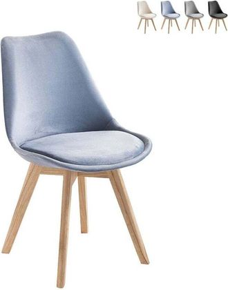 Oresteluchetta Juego De 4 Sillas De Terciopelo Estilo Escandinavo Para Sal&oacute;n Cocina Smart Soft - Azul