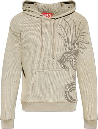 Diesel S-Norm-Hood-Aa 1 Sweatshirt - Heren - Hoodies - Groen - XL - Katoen - Hoodies & sweatvesten