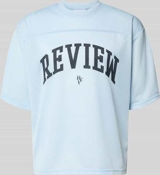 Review T-Shirt aus Mesh mit Logo-Print in Hellblau, Gr&ouml;&szlig;e XXL