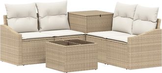 vidaXL Juego De Sof&aacute; 6 Uds. Beige Y Blanco Crema Vidaxl