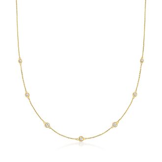 Ross-Simons Graduated Bezel-Set Diamond Station Necklace in 14kt Yellow Gold