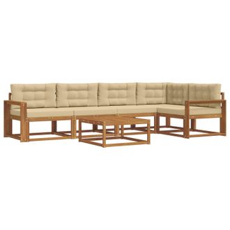 vidaXL Conjunto De Sof&aacute;s De Exterior Con Coj&iacute;n 6 Pcs Natural Y Beige Vidaxl