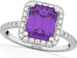 Allurez Amethyst & Diamond Engagement Ring 14k in 3.32Ct/white Gold at Nordstrom, Size 6.5
