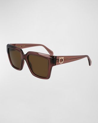 Ferragamo Gancini Acetate Square Sunglasses