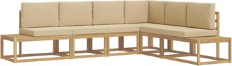 vidaXL Conjunto De Sof&aacute;s De Exterior 4 Pieza Y Beige Poli&eacute;ster Vidaxl