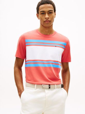 Tommy Hilfiger Mens Block Stripe T-Shirt - Red - XXXL