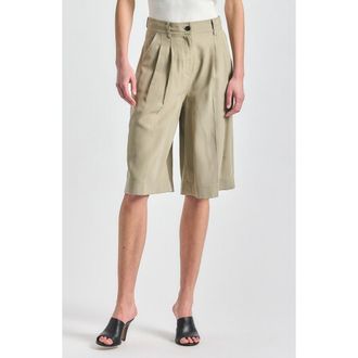Derek Lam Maddox Pleat Front Bermuda Shorts in Silver Sage at Nordstrom, Size 12