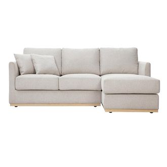 Miliboo Miliboo - Sof&aacute; De Esquina Derecho De Tela Efecto Terciopelo Texturizado Beige De 3 Plazas Moss