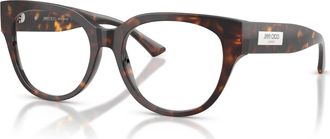Jimmy Choo London Womens Round Full-Rim Plastic Eyeglasses Frame In Havana Brown Tortoise