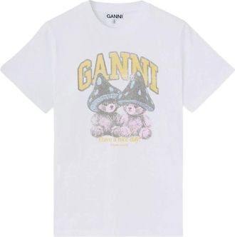 Ganni T-shirt - Dames - T-shirts - Wit - S - Nylon - Tops