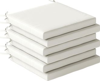 OUTSUNNY Juego De Cojines Para Sillas De Comedor 46x42x7 Cm 6 Piezas Cojines Para Sillas De Jard&iacute;n Con Funda Lavable Y Lazos Impermeable Anti-uv Crema