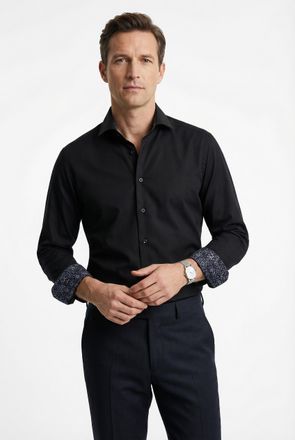 Olymp Businesshemd OLYMP Level 5 body fit Royal Kentkragen, Herren, Gr. 38, N-Gr, schwarz, Web, Obermaterial: 97% Baumwolle, 3% Elastolefin, unifarben, schm