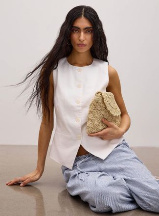 Icone Womens Linen-blend vest