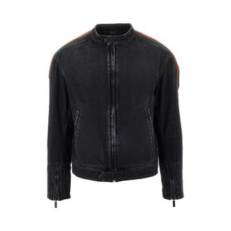 Gucci Denim jacket with Web ribbon Man 46