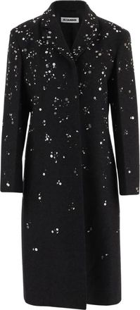 Jil Sander Woljas met versieringen - Dames - Mantel - Zwart - L - Wol - Jassen