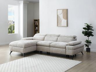 Vente-Unique Divano letto in Tessuto testurizzato Beige - Angolo a sinistra - SURDELI
