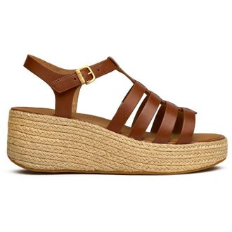 FitFlop Fitflop Womens Espadrille Flatform Sandals - Tan Leather - Size UK 5