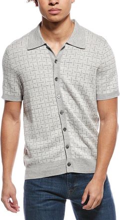 Brooks Brothers Tropical Basket Linen-Blend Polo Cardigan