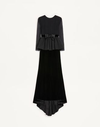 Valentino Long Dress In Sabl&eacute; Velvet Wo