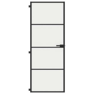 Berkfield Home Interior Door Slim Black 76x201.5 cm Tempered Glass & Aluminium