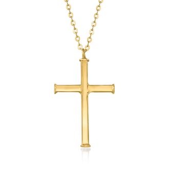 Ross-Simons Italian Cross Necklace in 14kt Yellow Gold