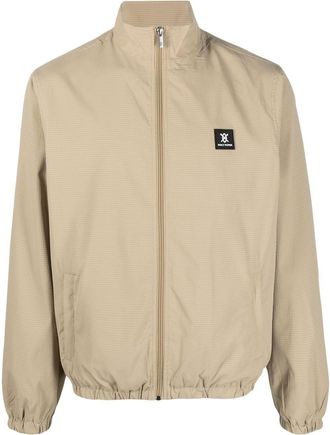 Daily Paper Clothing logo-patch zip-up jacket - men - Polyester - S - Neutrals