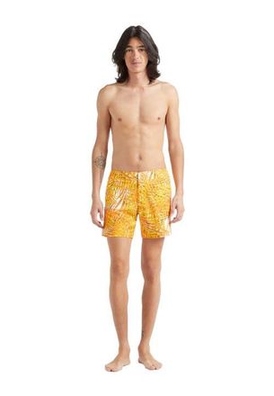 Vilebrequin Mens Palm Leaves Stretch Flat Belted Swim Shorts in Mangue at Nordstrom, Size Medium