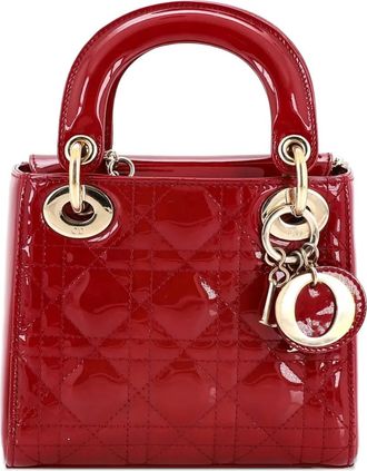 Dior Lady Dior Chain Bag Cannage Quilt Patent Mini satchel - Rood