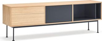 Teulat Mueble de tv 2 cajones 1 puerta roble y gris antracita