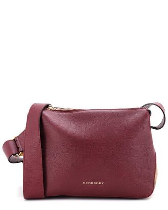 Burberry Purple Leather & House Check Canvas Helmsley Crossbody Small (Authentic Pre-Loved)