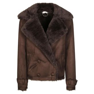 Liu Jo Faux Fur & Shearling Jackets, female, Brown, Size: L Eco Montone Stylish Jacket