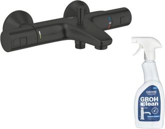 GROHE Precision Start Mezclador Termost&aacute;tico Para Ba&ntilde;o Y Ducha Negro + Limpiador Grohclean