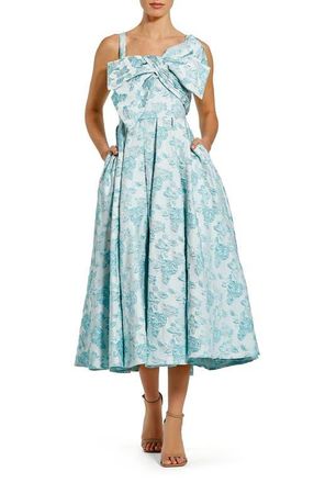 Mac Duggal Floral Brocade Dress with Statement Bow in Seafoam at Nordstrom, Size 10
