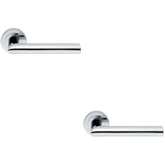 Loops 2x PAIR Straight Mitred Bar Handle on Round Rose Concealed Fix Polished Chrome