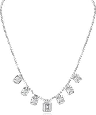 Kenneth Jay Lane Emerald Cut Cubic Zirconia Charm Necklace in Clear Silver at Nordstrom Rack