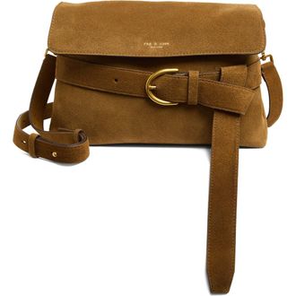 Rag & Bone Lexington Flap Suede Crossbody Bag in Golden Brown at Nordstrom