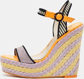 Sophia Webster Multicolor Suede And Patent Leather Lucita Espadrille Wedge Sandals