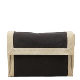 Herm&egrave;s Beige Black Cotton Clutch Bag (Pre-Owned)