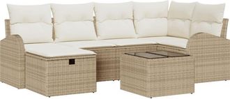 vidaXL Garden Sofa Set 7 pcs Beige and cream 234 x 124 x 85 cm Vidaxl