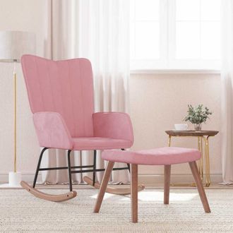 vidaXL Vidaxl - Silla Mecedora Con Reposapi&eacute;s Terciopelo Rosa