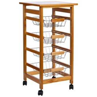 Wanderlust Deco Carro de cocina de madera37x37x76h cm