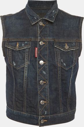 Dsquared2 Blue Denim Distressed Vest Jacket