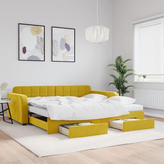 vidaXL Vidaxl - Sof&aacute; Cama Nido Con Cajones Terciopelo Amarillo 100x200 Cm