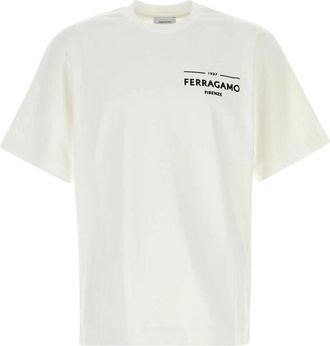 Ferragamo Katoenen T-shirt - Heren - T-shirts - Wit - L - Katoen - Tops