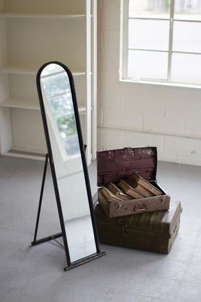 Kalalou Arched Floor Mirror With Metal Frame And Stand